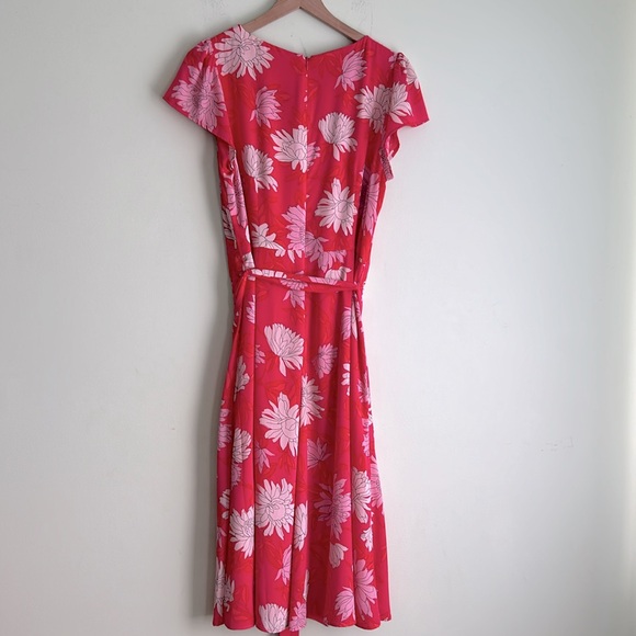 Talbots Floral Print Tie Waist Short Sleeve Dress - Picture 4 of 6